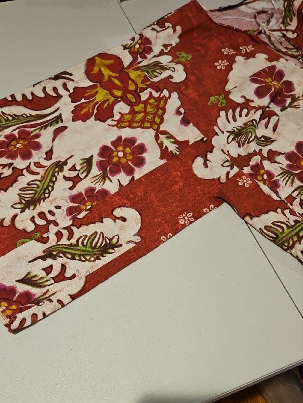 Zara Cotton Linen Floral Wide Sleeve Tunic 0135 - Picture 7 of 9